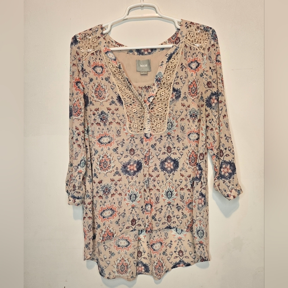 💜🩵MAEVE Anthropologie Shirt Women Size‎ 8 Viola Chiffon Boho Blouse🩷💚